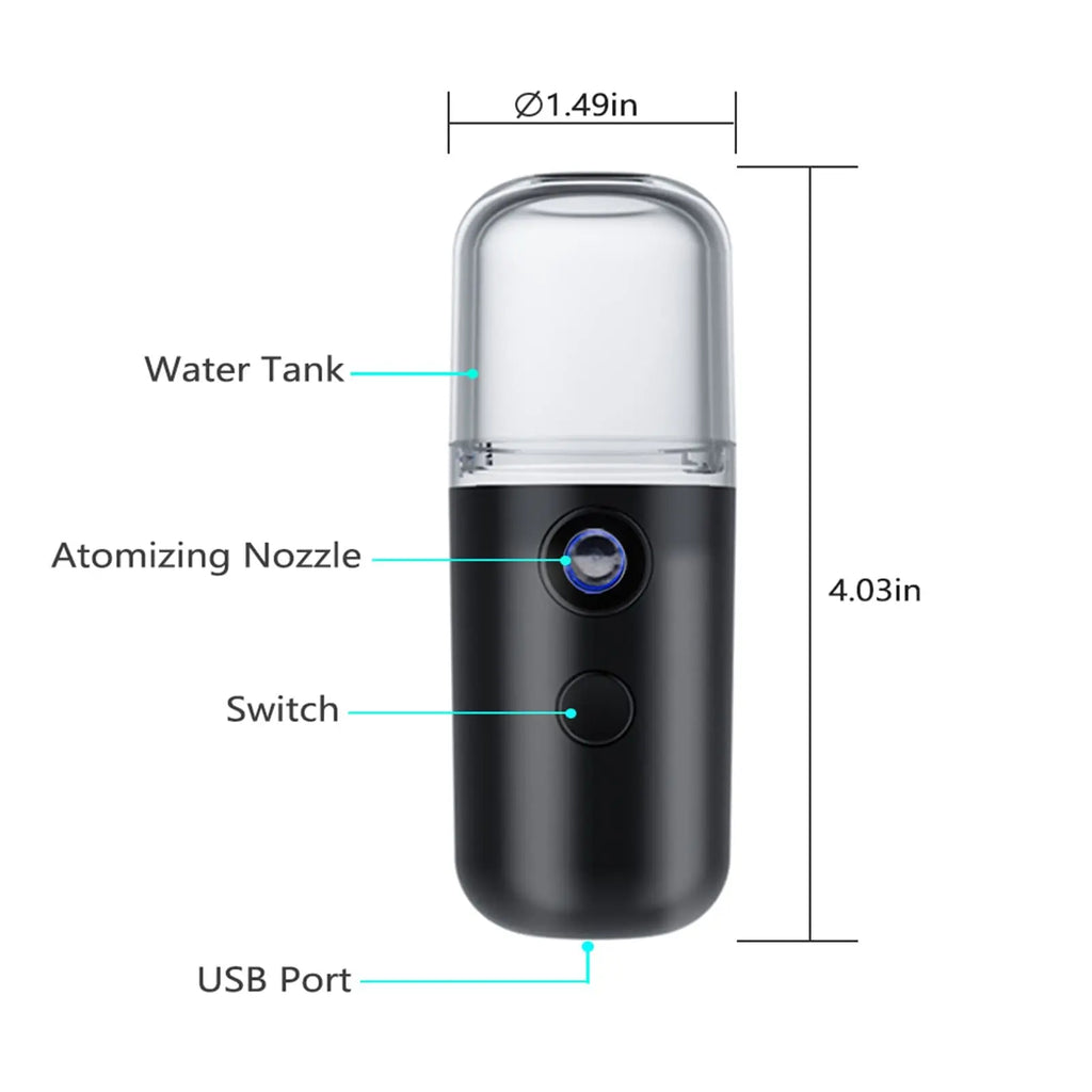 Portable USB-Rechargeable Facial Mist Sprayer – 30ml Capacity بخاخ رذاذ للوجه محمول قابل للشحن عبر USB – سعة 30 مل
