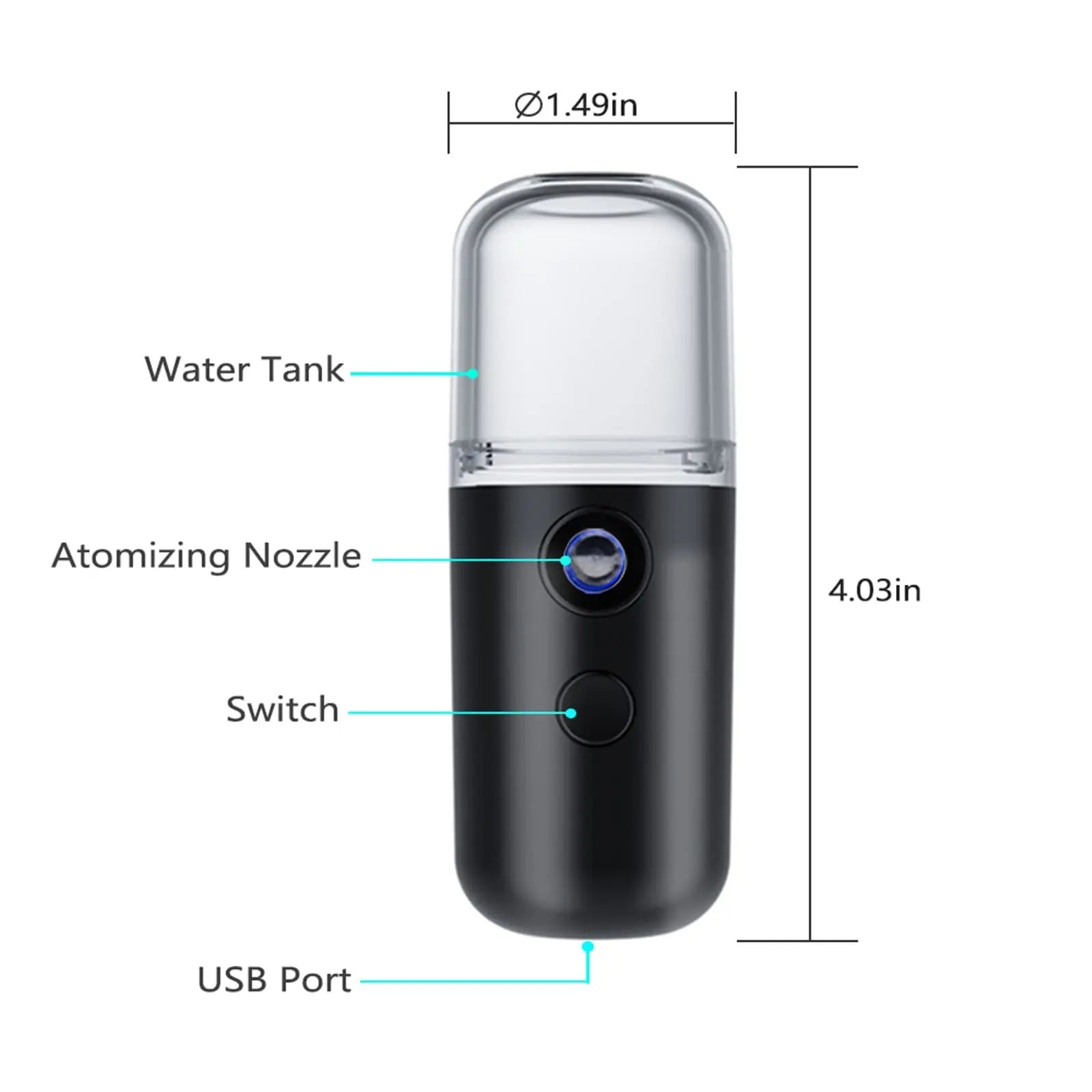 Portable USB-Rechargeable Facial Mist Sprayer – 30ml Capacity بخاخ رذاذ للوجه محمول قابل للشحن عبر USB – سعة 30 مل