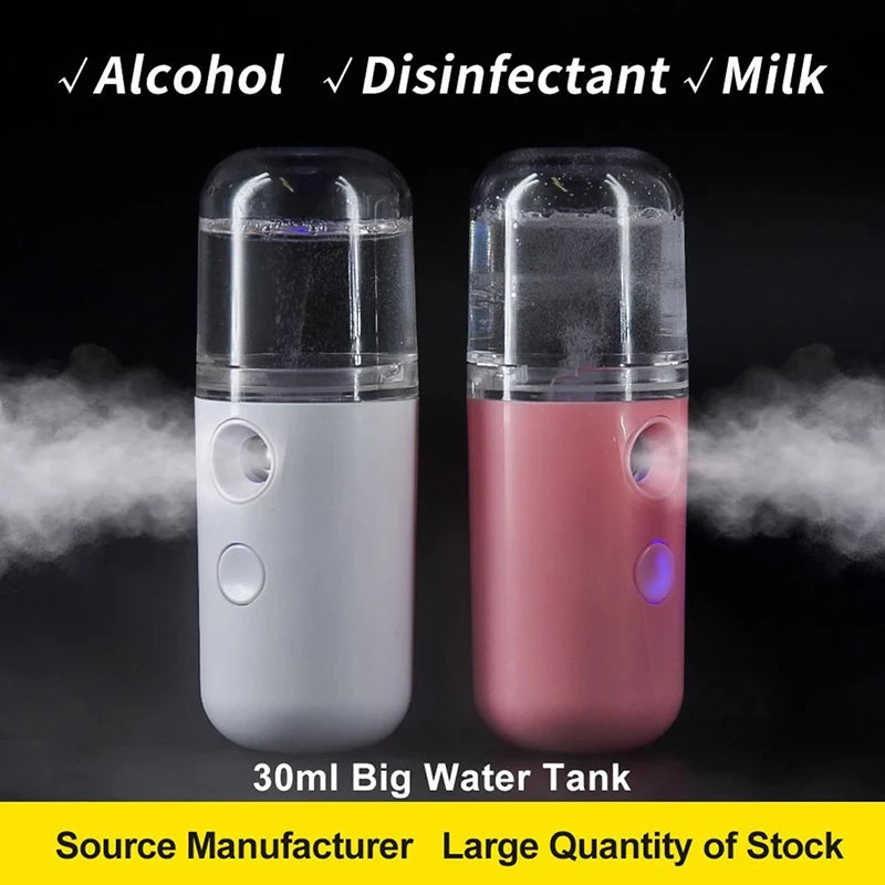 Portable USB-Rechargeable Facial Mist Sprayer – 30ml Capacity بخاخ رذاذ للوجه محمول قابل للشحن عبر USB – سعة 30 مل
