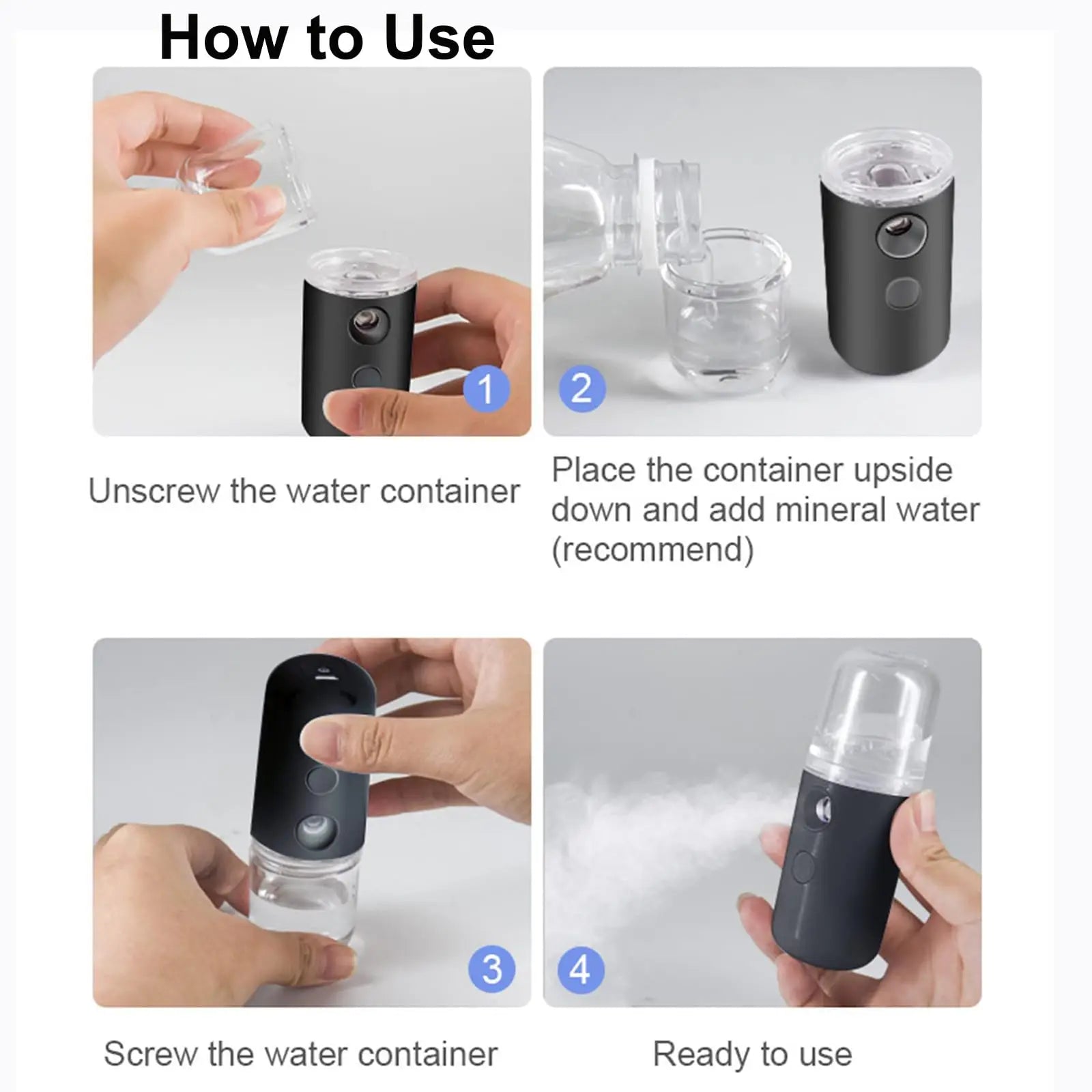 Portable USB-Rechargeable Facial Mist Sprayer – 30ml Capacity بخاخ رذاذ للوجه محمول قابل للشحن عبر USB – سعة 30 مل
